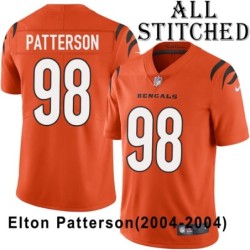 Orange Embroidered Elton Patterson Cincinnati Bengals #98 Stitched Jersey
