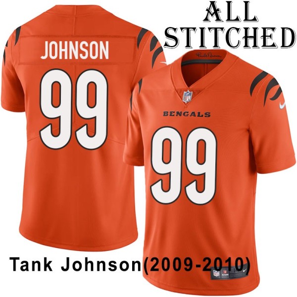 Orange Embroidered Tank Johnson Cincinnati Bengals #99 Stitched Jersey