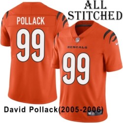 Orange Embroidered David Pollack Cincinnati Bengals #99 Stitched Jersey