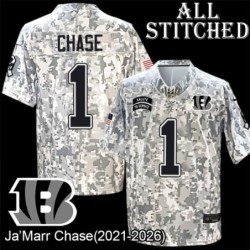 Camo Embroidered Ja'Marr Chase Cincinnati Bengals #1 Stitched Jersey
