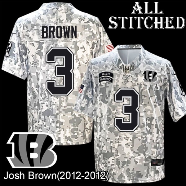 Camo Embroidered Josh Brown Cincinnati Bengals #3 Stitched Jersey