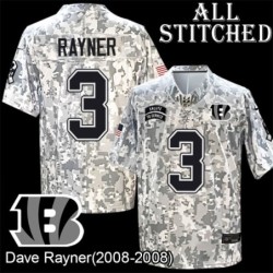 Camo Embroidered Dave Rayner Cincinnati Bengals #3 Stitched Jersey