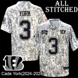 Camo Embroidered Cade York Cincinnati Bengals #3 Stitched Jersey
