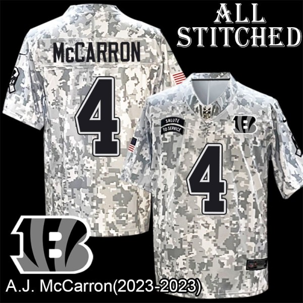 Camo Embroidered A.J. McCarron Cincinnati Bengals #4 Stitched Jersey