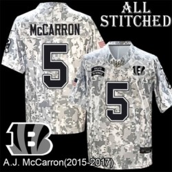 Camo Embroidered A.J. McCarron Cincinnati Bengals #5 Stitched Jersey