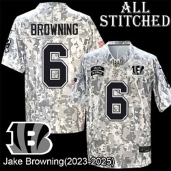 Camo Embroidered Jake Browning Cincinnati Bengals #6 Stitched Jersey