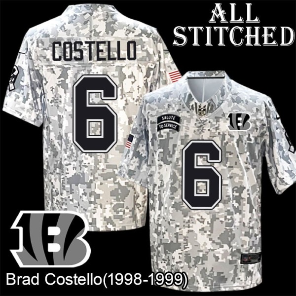 Camo Embroidered Brad Costello Cincinnati Bengals #6 Stitched Jersey
