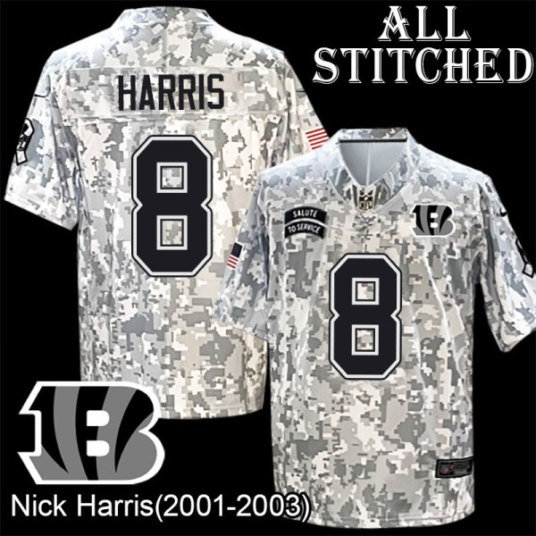 Camo Embroidered Nick Harris Cincinnati Bengals #8 Stitched Jersey