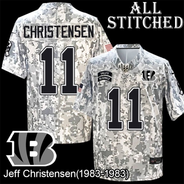 Camo Embroidered Jeff Christensen Cincinnati Bengals #11 Stitched Jersey