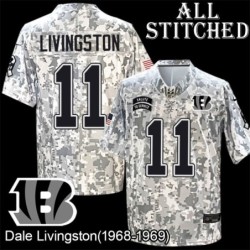Camo Embroidered Dale Livingston Cincinnati Bengals #11 Stitched Jersey