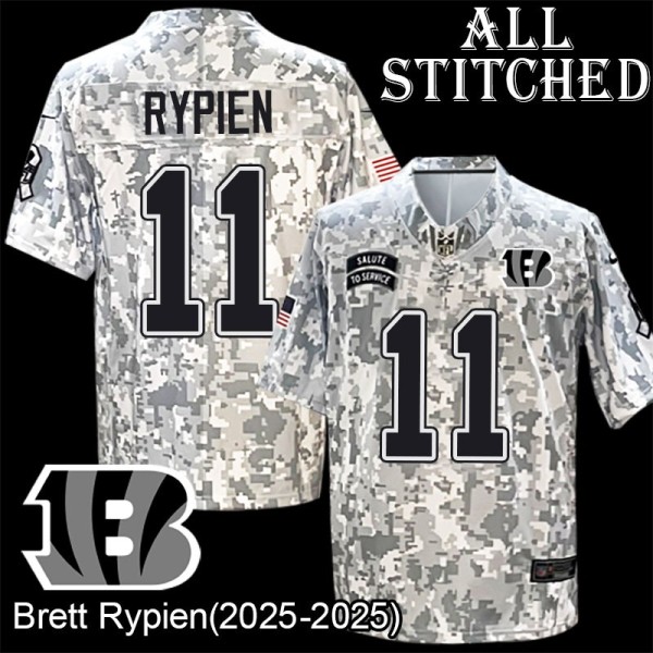 Camo Embroidered Brett Rypien Cincinnati Bengals #11 Stitched Jersey