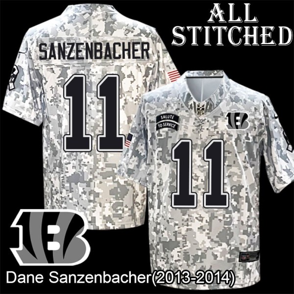 Camo Embroidered Dane Sanzenbacher Cincinnati Bengals #11 Stitched Jersey