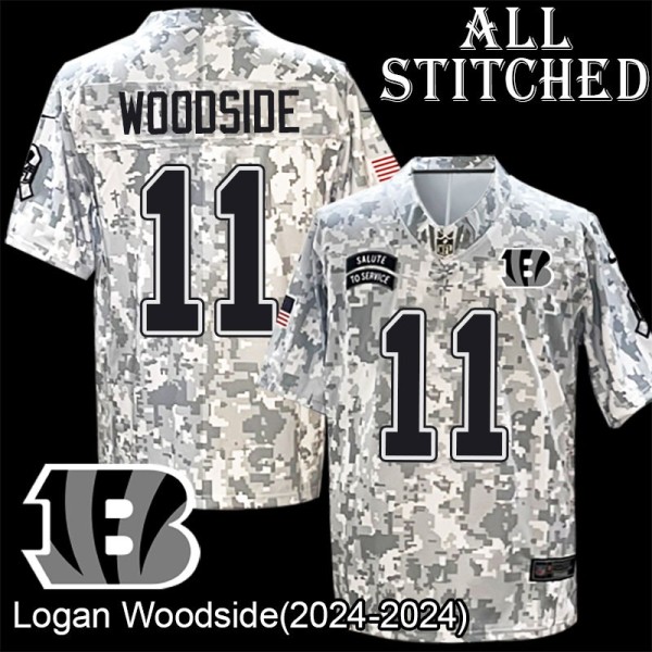 Camo Embroidered Logan Woodside Cincinnati Bengals #11 Stitched Jersey