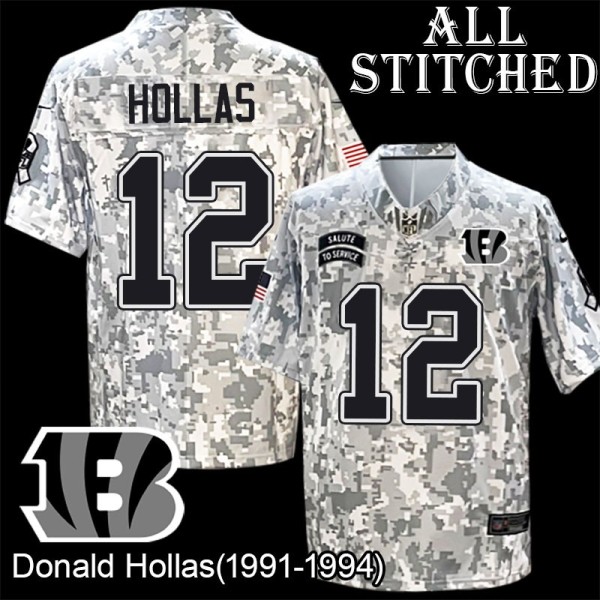 Camo Embroidered Donald Hollas Cincinnati Bengals #12 Stitched Jersey