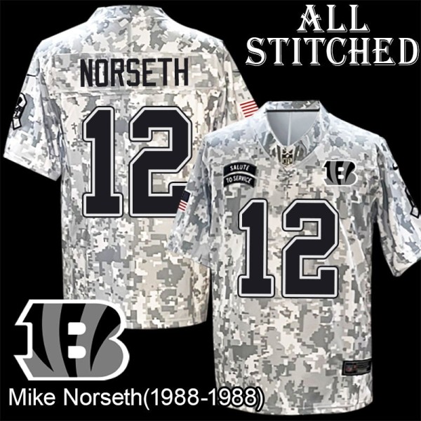 Camo Embroidered Mike Norseth Cincinnati Bengals #12 Stitched Jersey