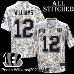Camo Embroidered Pooka Williams Cincinnati Bengals #12 Stitched Jersey