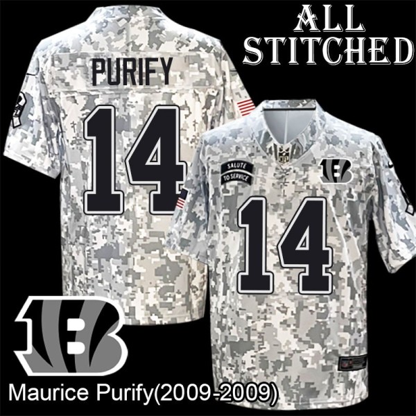 Camo Embroidered Maurice Purify Cincinnati Bengals #14 Stitched Jersey