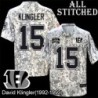 Camo Embroidered David Klingler Cincinnati Bengals #15 Stitched Jersey
