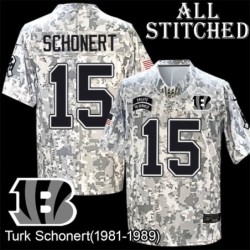 Camo Embroidered Turk Schonert Cincinnati Bengals #15 Stitched Jersey