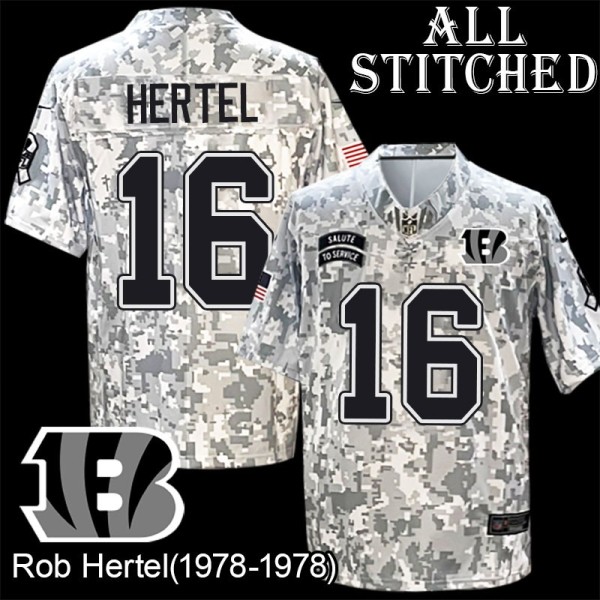 Camo Embroidered Rob Hertel Cincinnati Bengals #16 Stitched Jersey