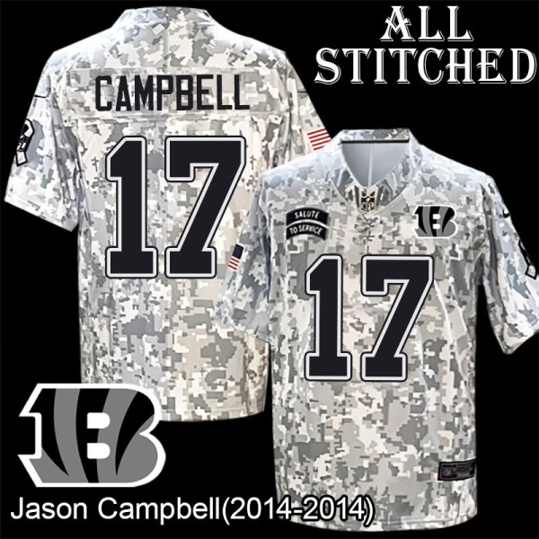 Camo Embroidered Jason Campbell Cincinnati Bengals #17 Stitched Jersey