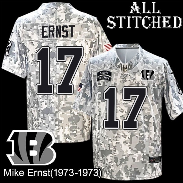 Camo Embroidered Mike Ernst Cincinnati Bengals #17 Stitched Jersey