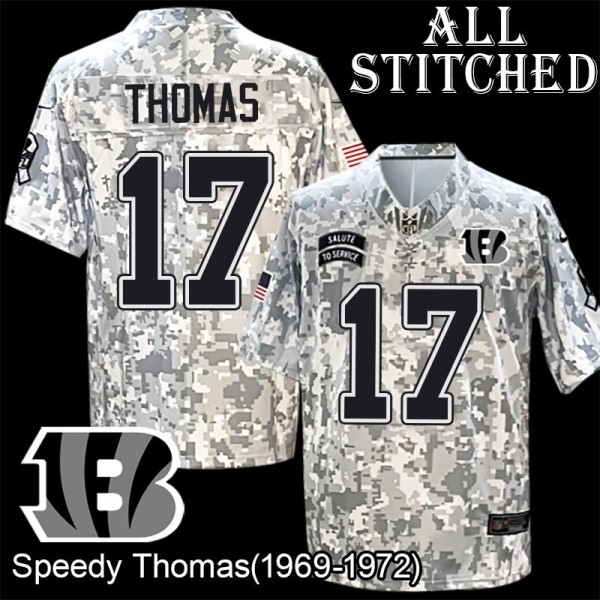 Camo Embroidered Speedy Thomas Cincinnati Bengals #17 Stitched Jersey