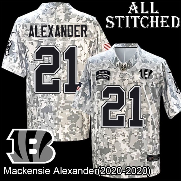 Camo Embroidered Mackensie Alexander Cincinnati Bengals #21 Stitched Jersey