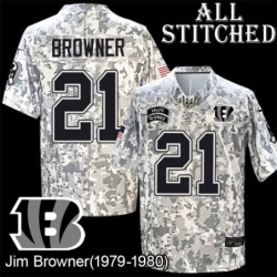 Camo Embroidered Jim Browner Cincinnati Bengals #21 Stitched Jersey