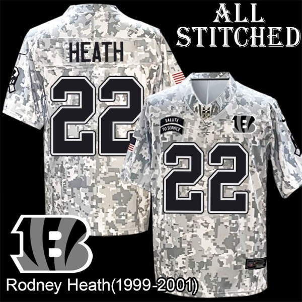 Camo Embroidered Rodney Heath Cincinnati Bengals #22 Stitched Jersey