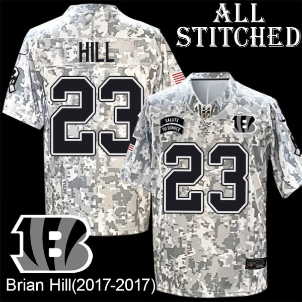 Camo Embroidered Brian Hill Cincinnati Bengals #23 Stitched Jersey