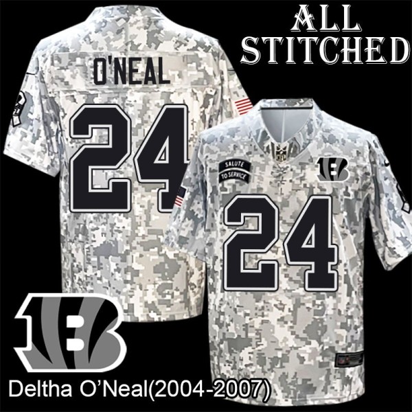 Camo Embroidered Deltha O'Neal Cincinnati Bengals #24 Stitched Jersey
