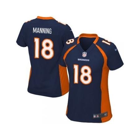 MANNING Denver #18 Womens Football Jersey - Peyton Manning Womens Football Jersey (Blue)_Free Shipping
