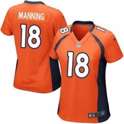 MANNING Denver #18 Womens Football Jersey - Peyton Manning Womens Football Jersey (Orange)_Free Shipping