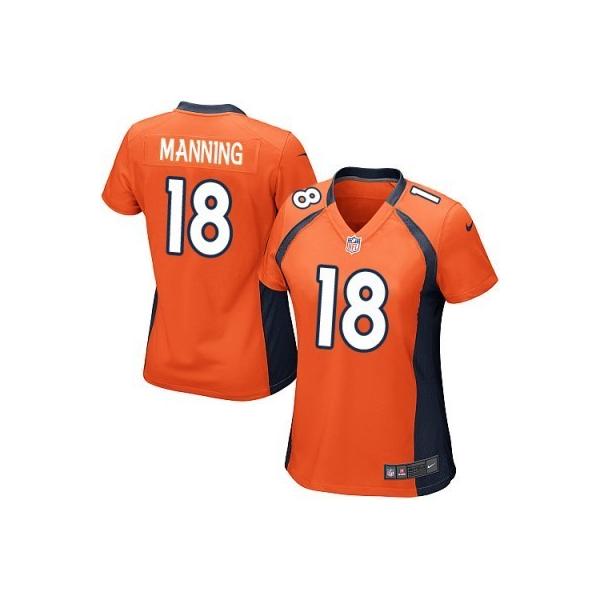 MANNING Denver #18 Womens Football Jersey - Peyton Manning Womens Football Jersey (Orange)_Free Shipping