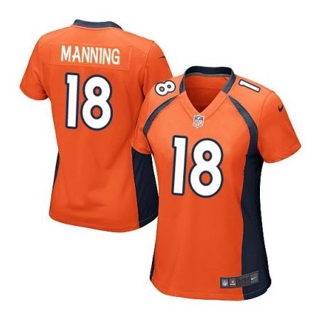MANNING Denver #18 Womens Football Jersey - Peyton Manning Womens Football Jersey (Orange)_Free Shipping