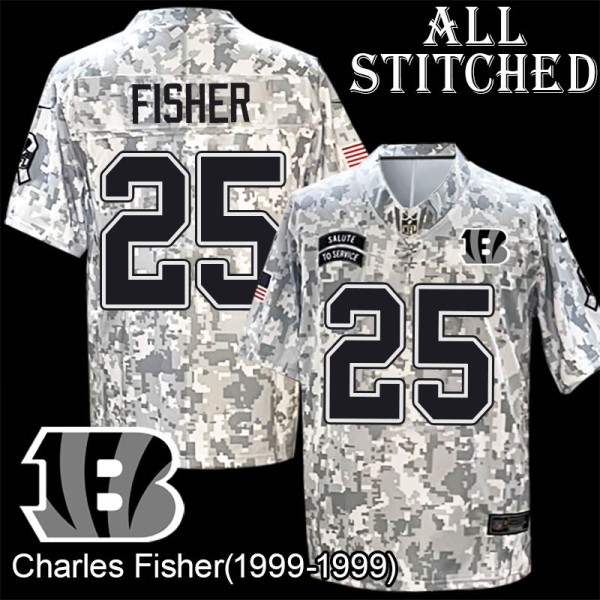 Camo Embroidered Charles Fisher Cincinnati Bengals #25 Stitched Jersey