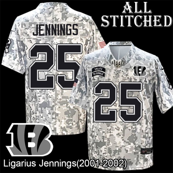 Camo Embroidered Ligarius Jennings Cincinnati Bengals #25 Stitched Jersey