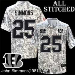 Camo Embroidered John Simmons Cincinnati Bengals #25 Stitched Jersey