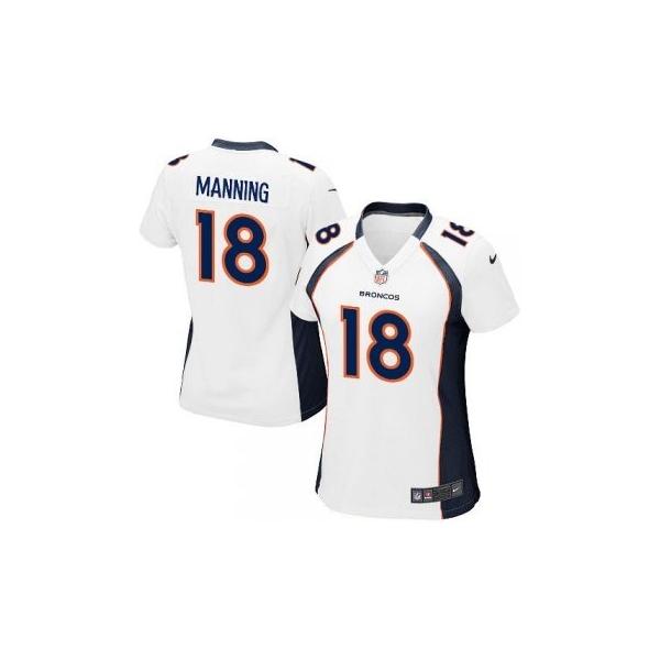 MANNING Denver #18 Womens Football Jersey - Peyton Manning Womens Football Jersey (White)_Free Shipping