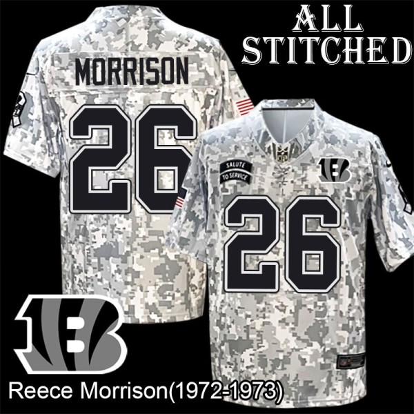 Camo Embroidered Reece Morrison Cincinnati Bengals #26 Stitched Jersey