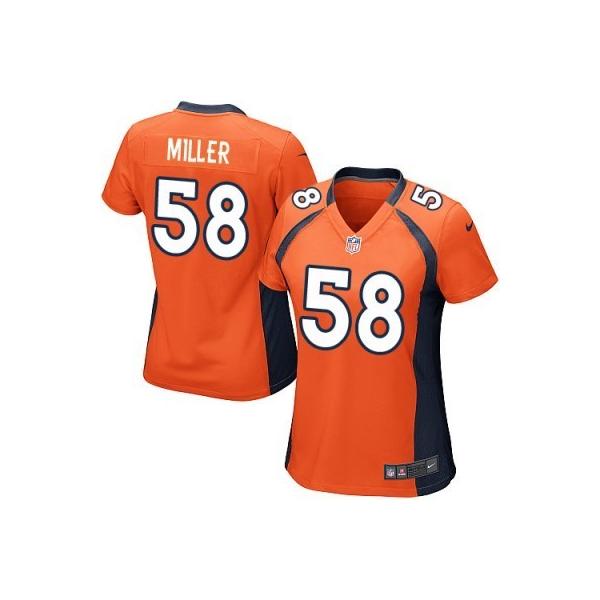 MILLER Denver #58 Womens Football Jersey - Von Miller Womens Football Jersey (Orange)_Free Shipping
