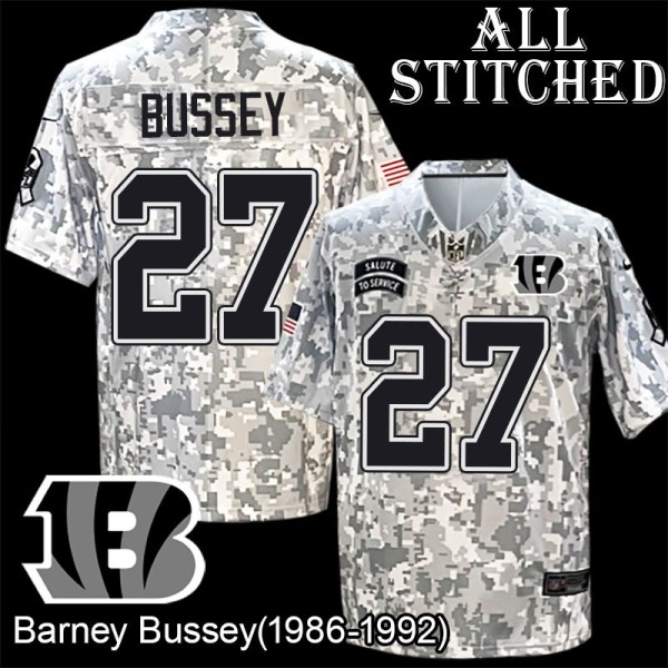 Camo Embroidered Barney Bussey Cincinnati Bengals #27 Stitched Jersey