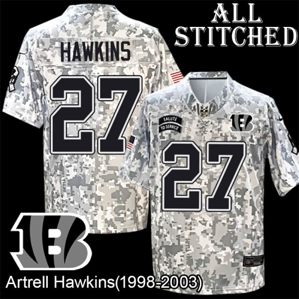 Camo Embroidered Artrell Hawkins Cincinnati Bengals #27 Stitched Jersey