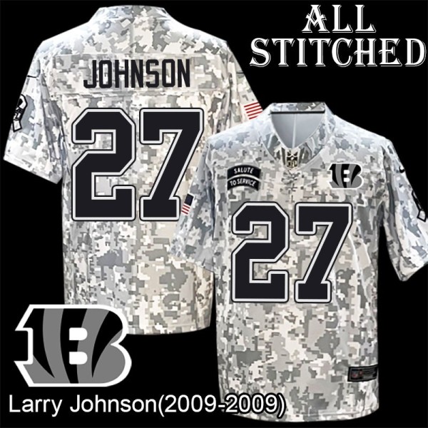 Camo Embroidered Larry Johnson Cincinnati Bengals #27 Stitched Jersey