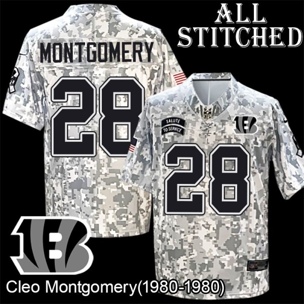 Camo Embroidered Cleo Montgomery Cincinnati Bengals #28 Stitched Jersey