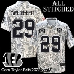 Camo Embroidered Cam Taylor-Britt Cincinnati Bengals #29 Stitched Jersey