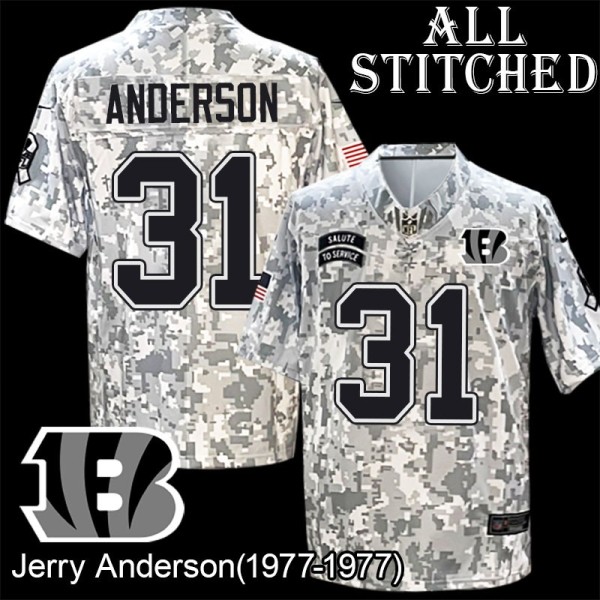 Camo Embroidered Jerry Anderson Cincinnati Bengals #31 Stitched Jersey