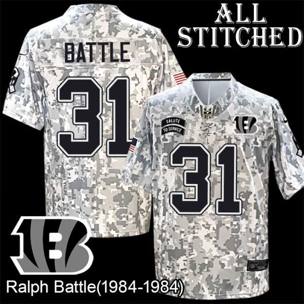 Camo Embroidered Ralph Battle Cincinnati Bengals #31 Stitched Jersey