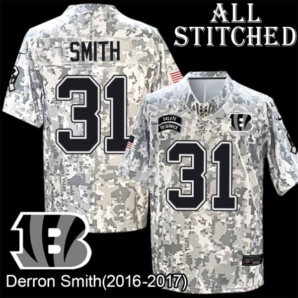 Camo Embroidered Derron Smith Cincinnati Bengals #31 Stitched Jersey